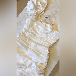 Sabo Skirt White Silky Rouched Minidress